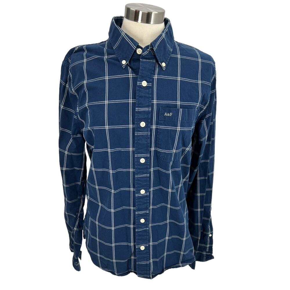 ABERCROMBIE & FITCH Muscle Blue Striped Button Up Shirt SZ XL
